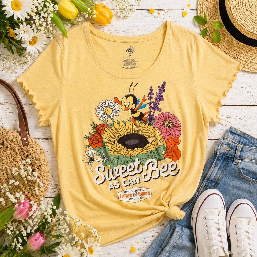 Disney Epcot Flower‎ and Garden Festival Women 1X Yellow Spike the Bee Tee